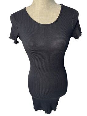 Sincerely Jules Black Ribbed Short Sleeve Dress S
